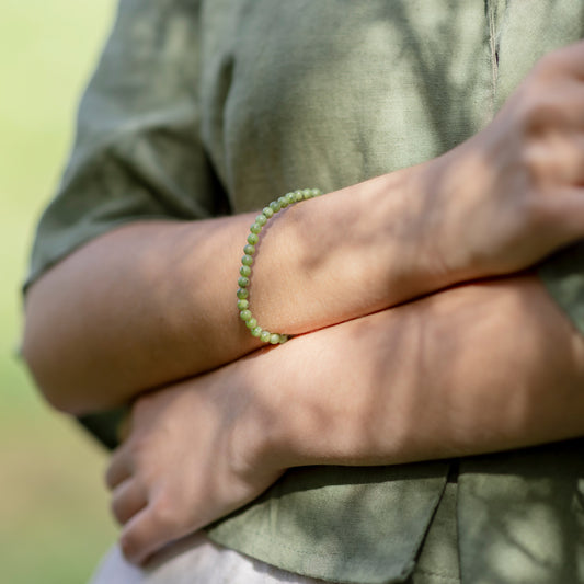 Nephrit (Jade) Mini-Kugelarmband | 4 mm