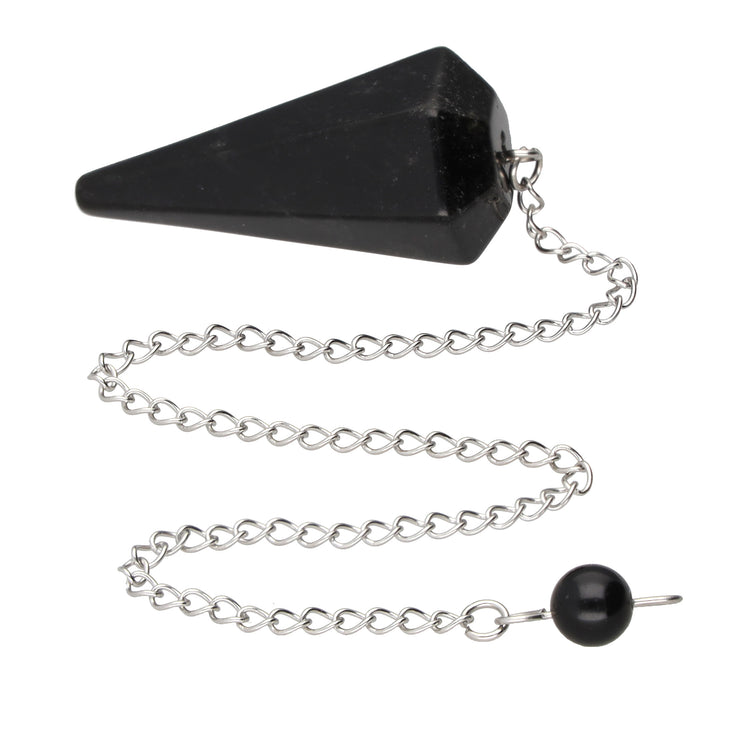 Obsidian, schwarz Pendel, facettiert + Haltekugel