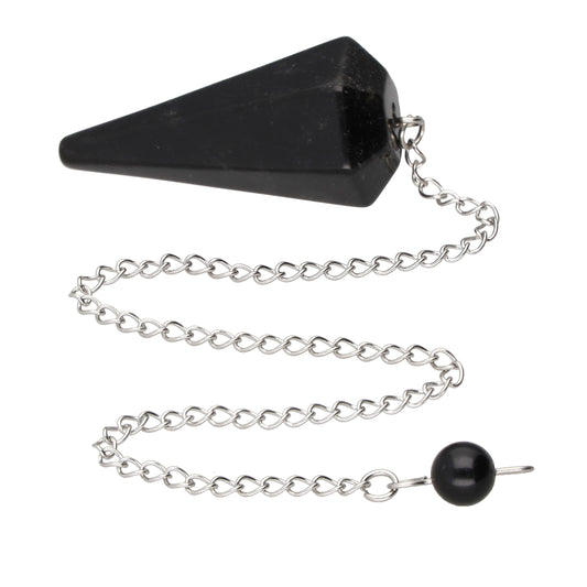 Obsidian, schwarz Pendel, facettiert + Haltekugel