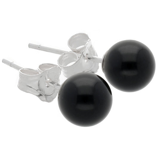 Onyx Ohrstecker 6 mm | 925er Silber