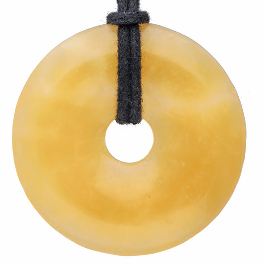 Orange Calcite Donut | 40 mm Pendant + Cotton Cord