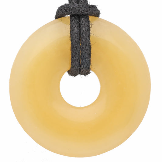 Orange Calcite (Aragonite) Donut | 30 mm Pendant + Cotton Cord