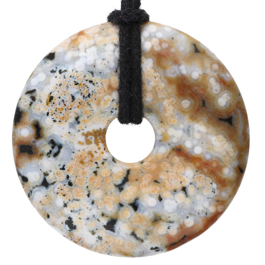Ocean Jasper Donut | 40 mm Pendant + Cotton Cord