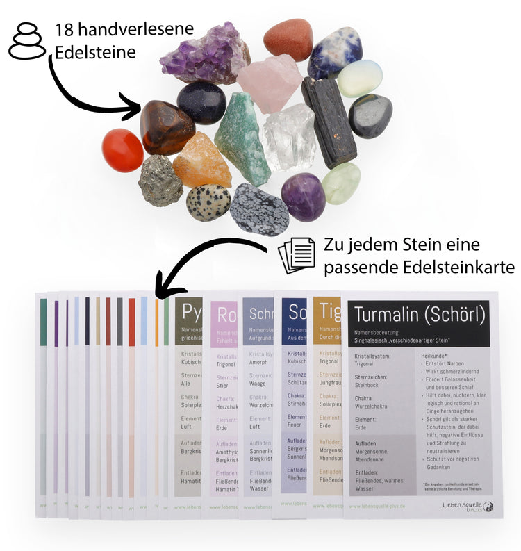 Treasure chest with 18 hand-picked gemstones