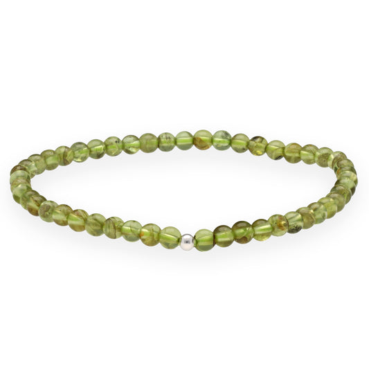Peridot ball bracelet 4mm | With silver bullet