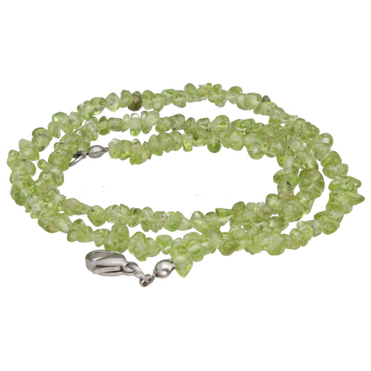 Peridot chip necklace | 45+5 cm extension with clasp