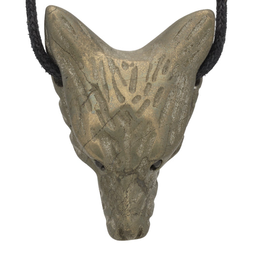 Pyrite wolf head pendant