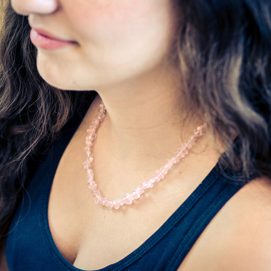 Rose quartz chip necklace | 45 cm + clasp