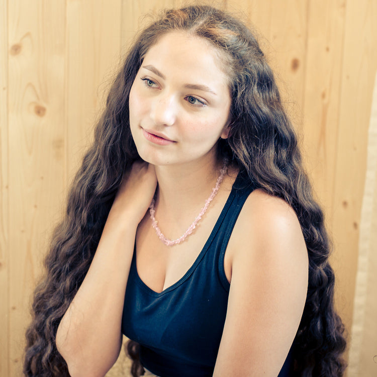 Rose quartz chip necklace | 45 cm + clasp