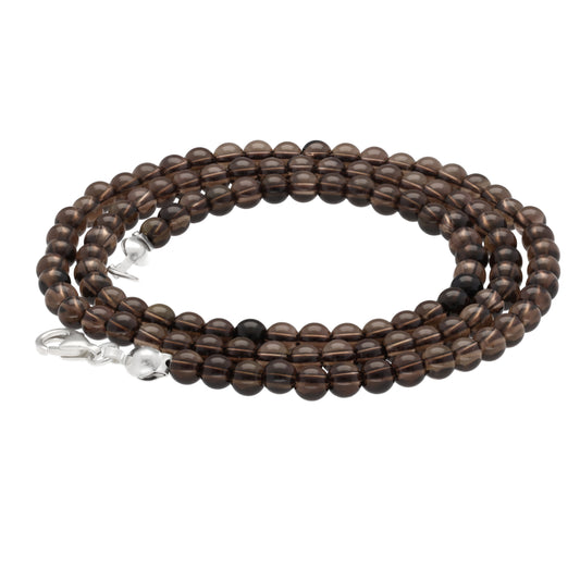 Smoky quartz ball chain | Ø 4mm with 925 silver clasp | 45cm