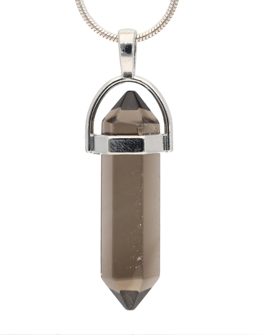 Smoky quartz | Double point, set | Silver-colored eyelet