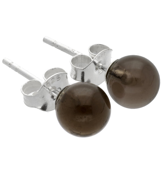 Rauchquarz Ohrstecker 6 mm | 925er Silber