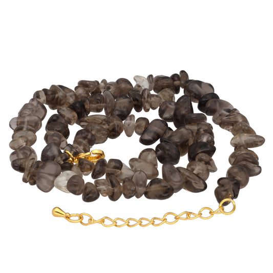 Smoky quartz chip necklace | 45 cm + clasp