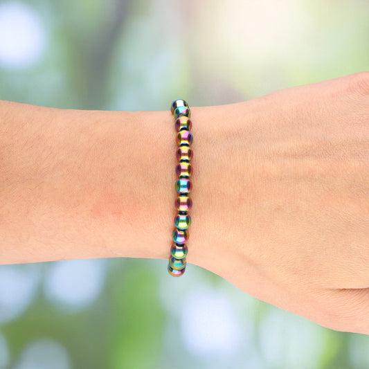 Rainbow Hematite Bead Bracelet | 6mm