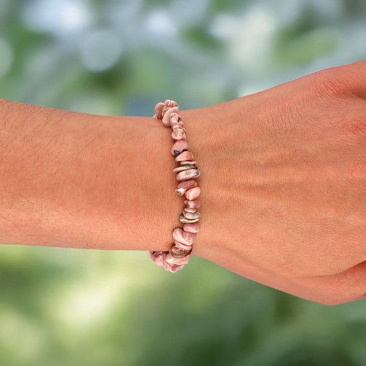 Rhodochrosite chip bracelet