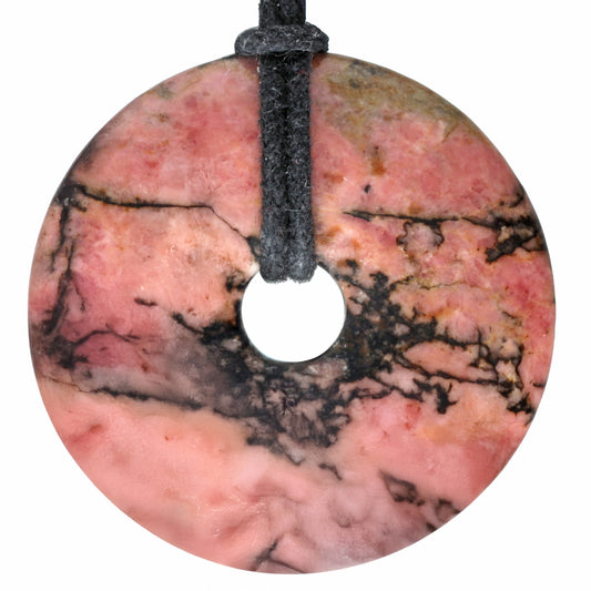 Rhodonite Donut | 40 mm Pendant + Cotton Cord