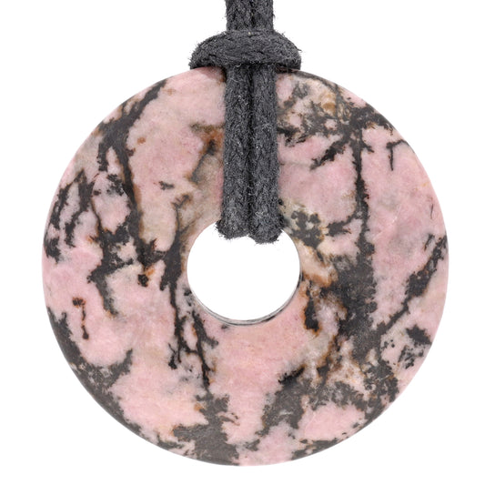 Rhodonite Donut | 30 mm Pendant + Cotton Cord