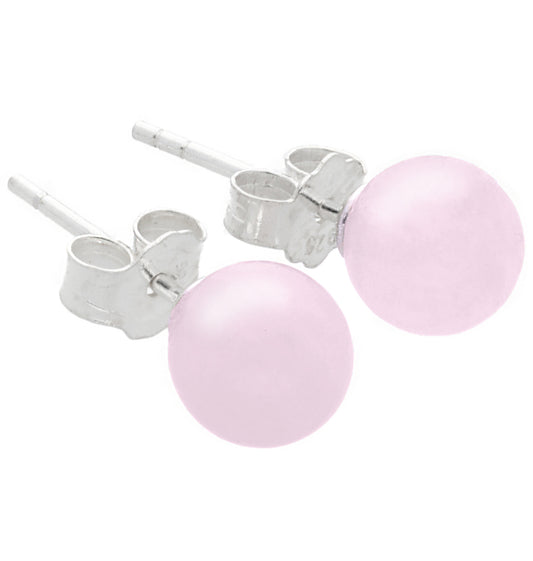 Rosenquarz Ohrstecker 6 mm | 925er Silber