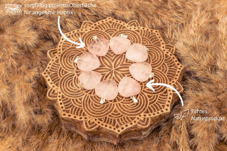 Rose quartz heart pendant | 2x2cm