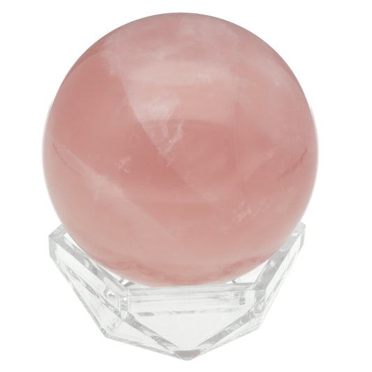 Rose quartz crystal ball | Including plexiglass holder