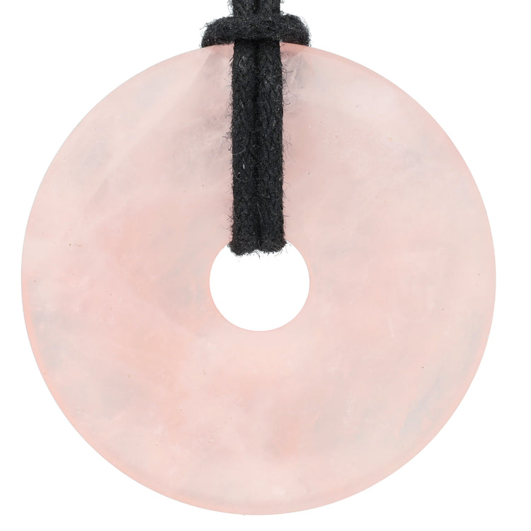 Rose Quartz Donut | 40 mm Pendant + Cotton Cord