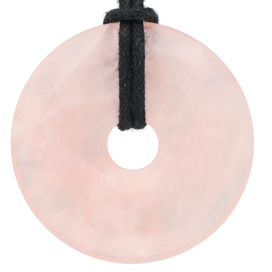 Rose Quartz Donut | 40 mm Pendant + Cotton Cord