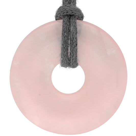 Rose Quartz Donut | 30 mm Pendant + Cotton Cord