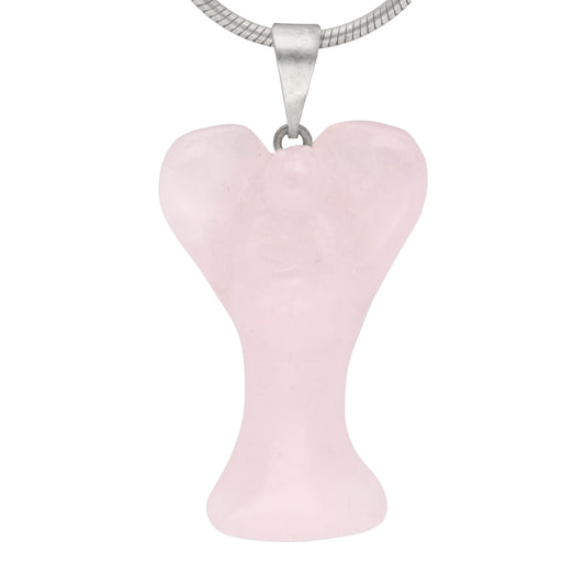 Rose quartz angel pendant