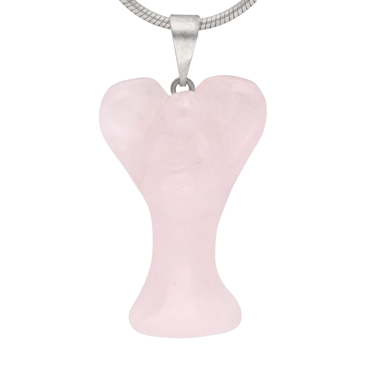 Rose quartz angel pendant