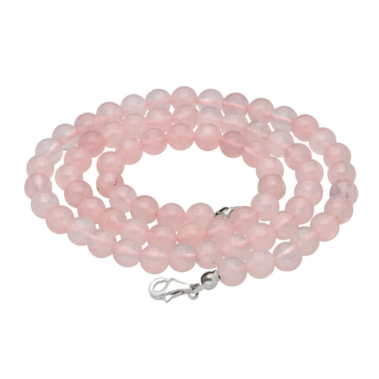 Rose quartz bead chain | Ø 6mm with 925 silver clasp | 45cm