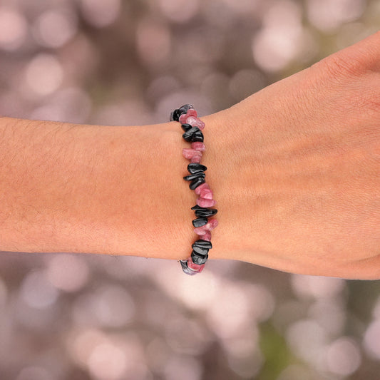 Tourmaline, splinter bracelet black (Schörl) + red (rubellite)