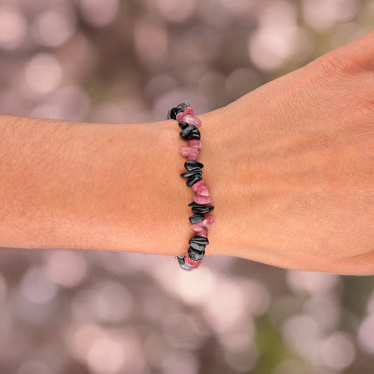 Tourmaline, splinter bracelet black (Schörl) + red (rubellite)
