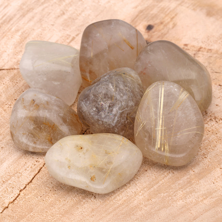 Rutilated quartz tumbled stone