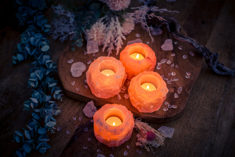 Salt crystal tealight holder set of 4