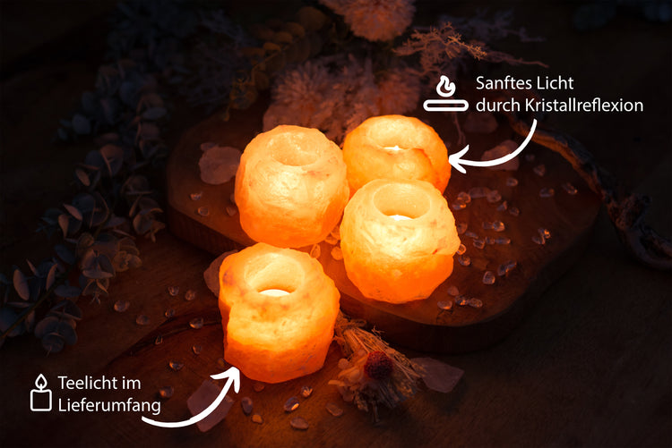 Salt crystal tealight holder set of 4