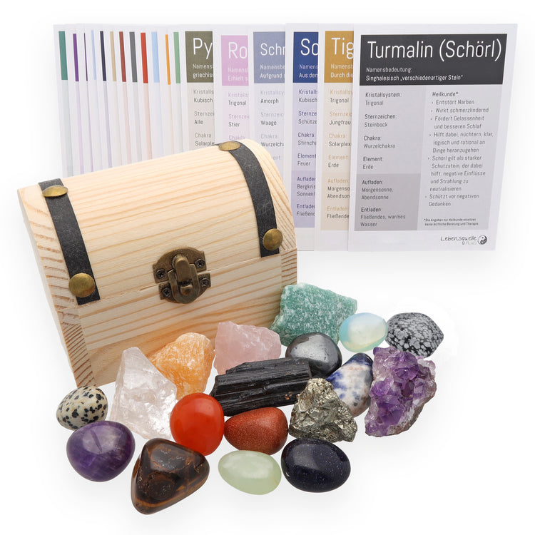 Treasure chest with 18 hand-picked gemstones