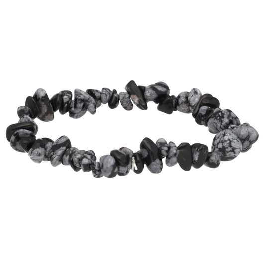 Snowflake obsidian chip bracelet