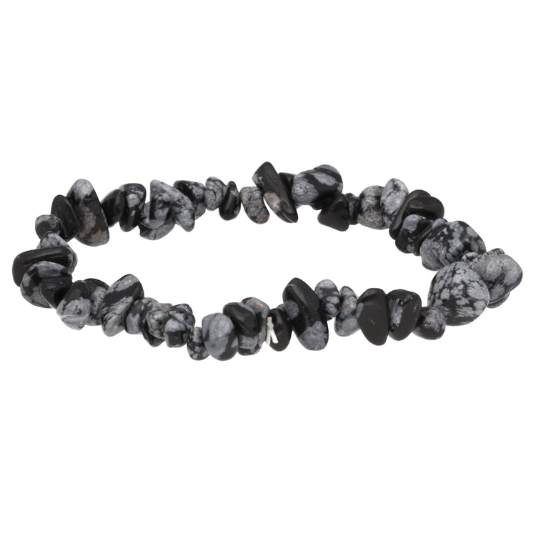 Snowflake obsidian chip bracelet