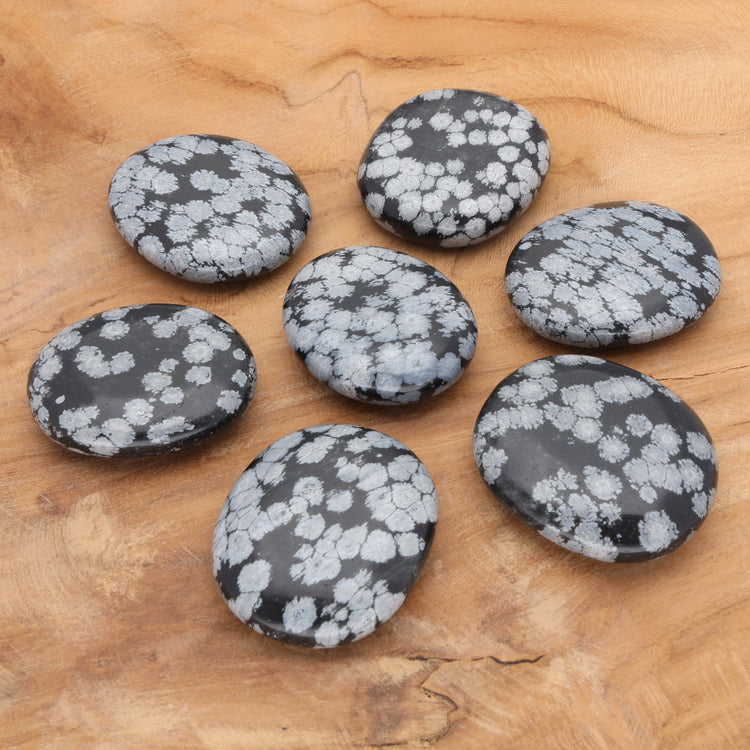 Snowflake obsidian disc stone