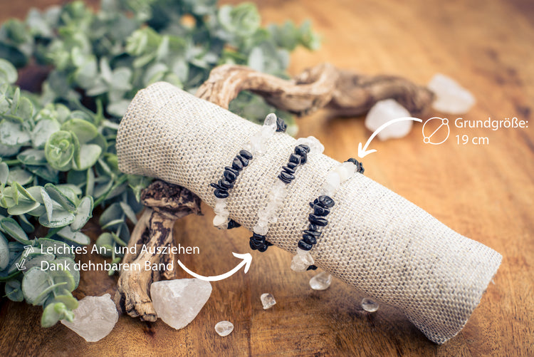 Rock crystal + Schörl splinter bracelet