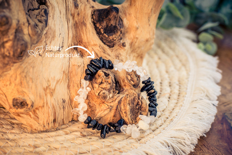 Bergkristall + Schörl Splitterarmband