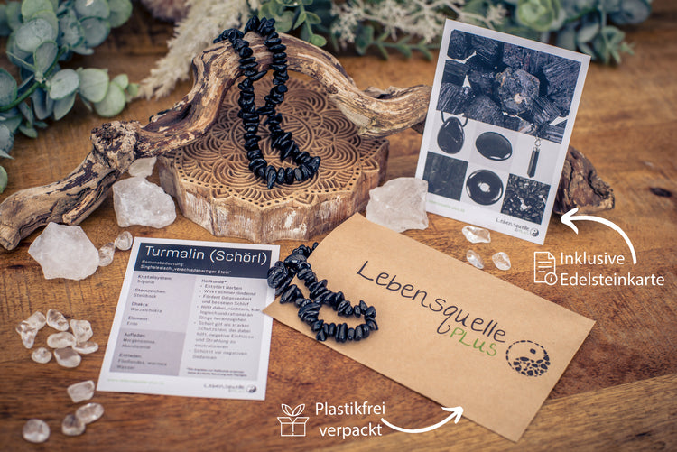 Tourmaline, black (Schörl) splinter chain | 45cm with closure