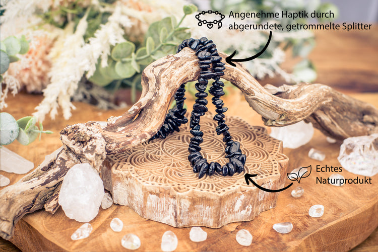 Tourmaline, black (Schörl) splinter chain | 45cm with closure