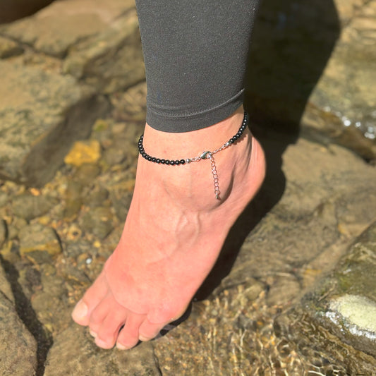 Tourmaline/Schorl anklet | 4mm