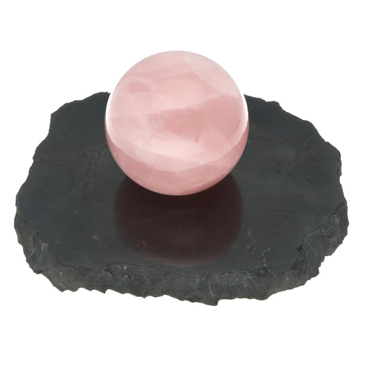Rose quartz crystal ball | Including plexiglass holder