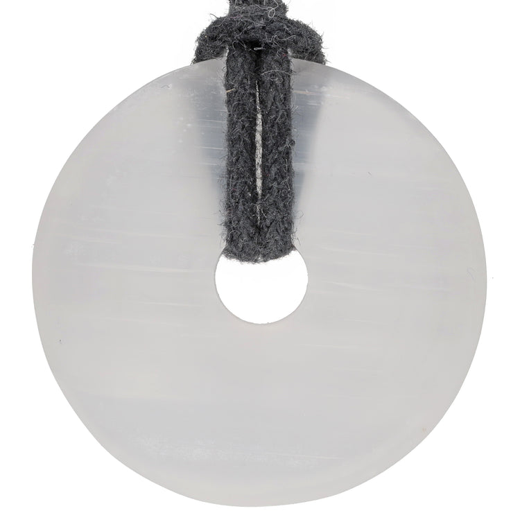 Selenite Donut | 30 mm Pendant + Cotton Cord