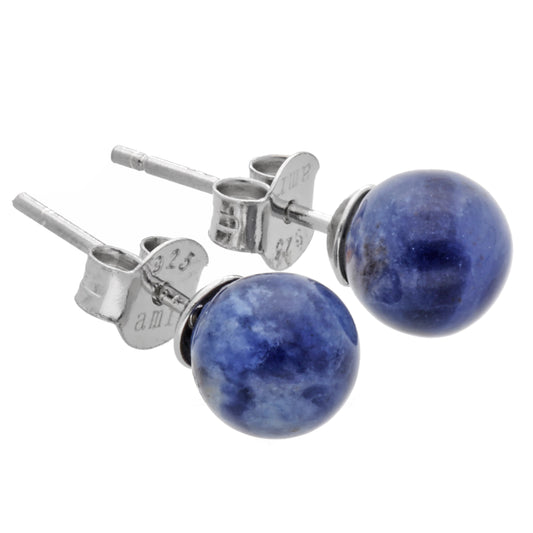 Sodalith Ohrstecker 6 mm | 925er Silber