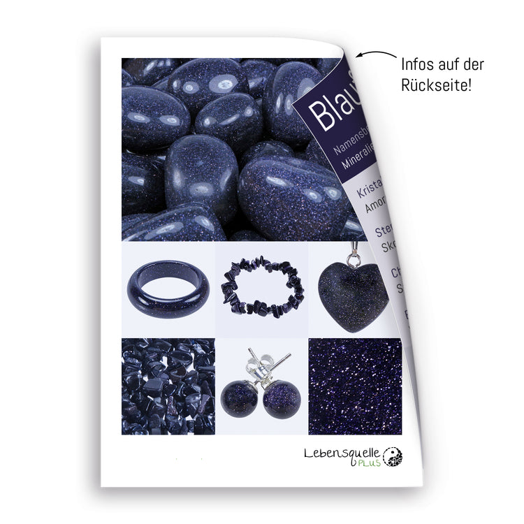 Blue goldstone | Double point, set | Silver-colored eyelet