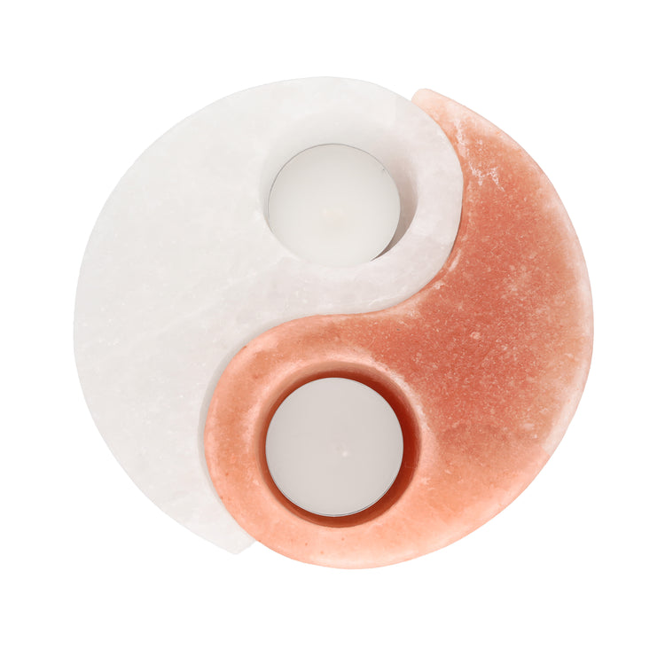 Salt crystal tealight holder "Yin&Yang"