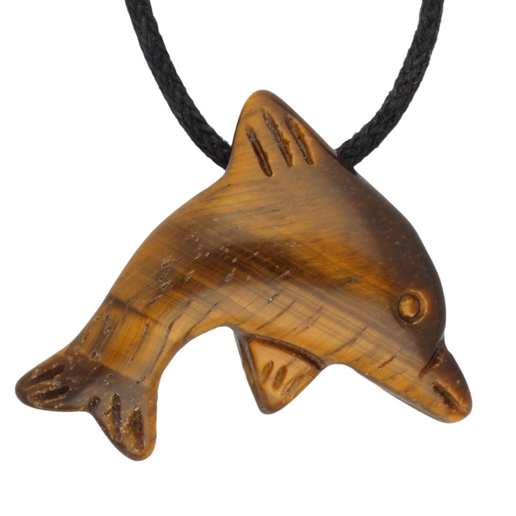 Tiger's eye dolphin pendant